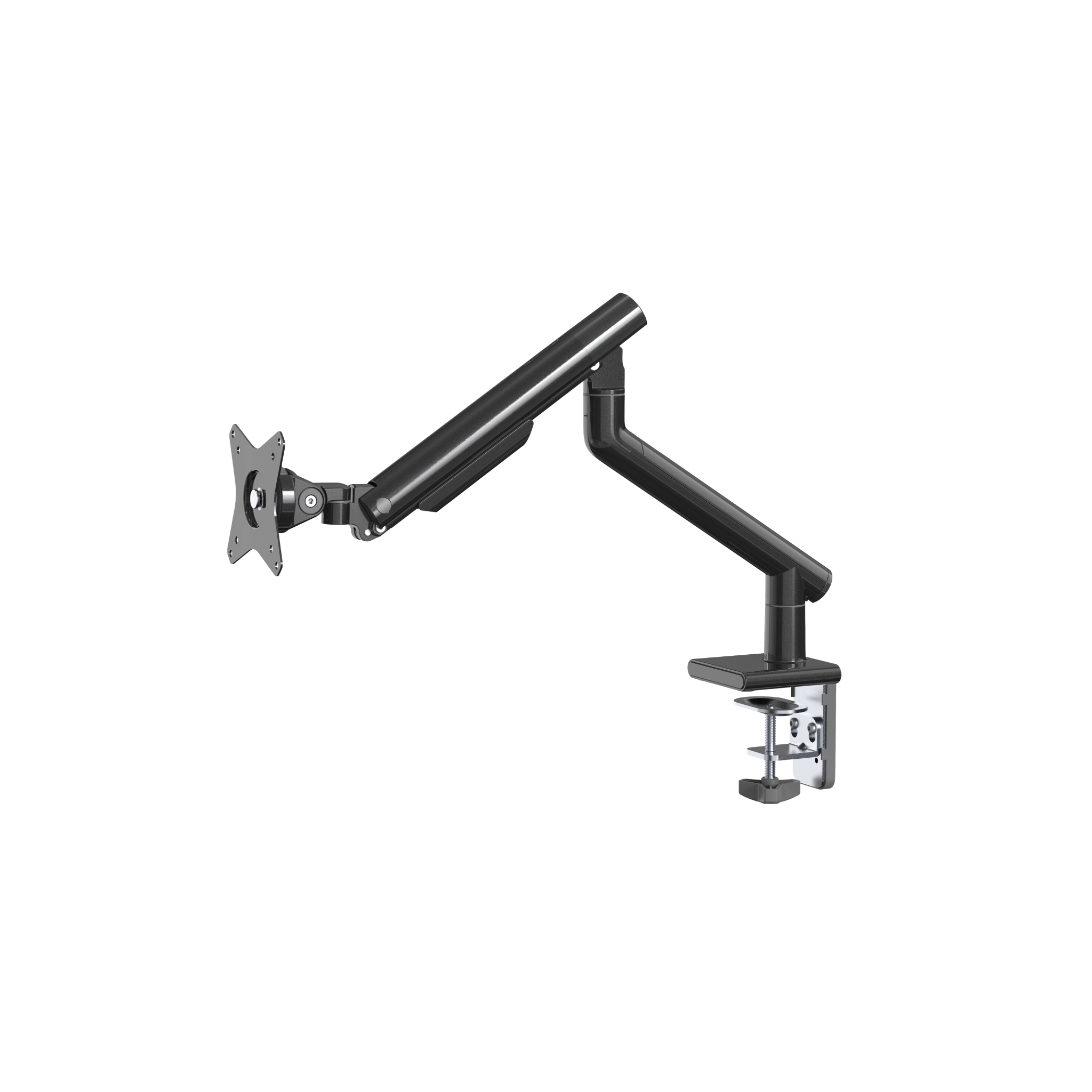 Black adjustable Valor monitor arm on a white background
