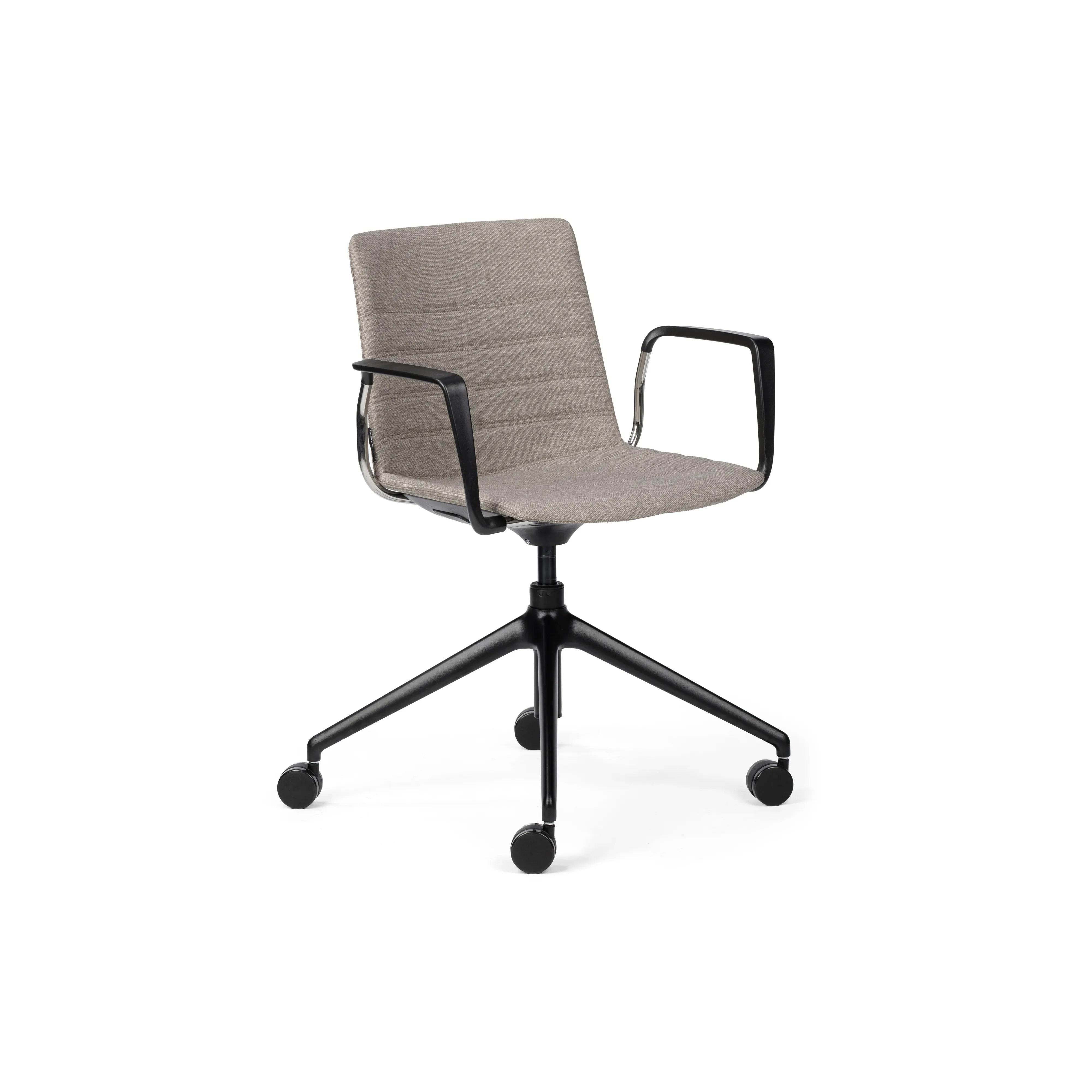 Jubel Castors Italian-4 Black Upholstered Feature Stitch Detail Arms
