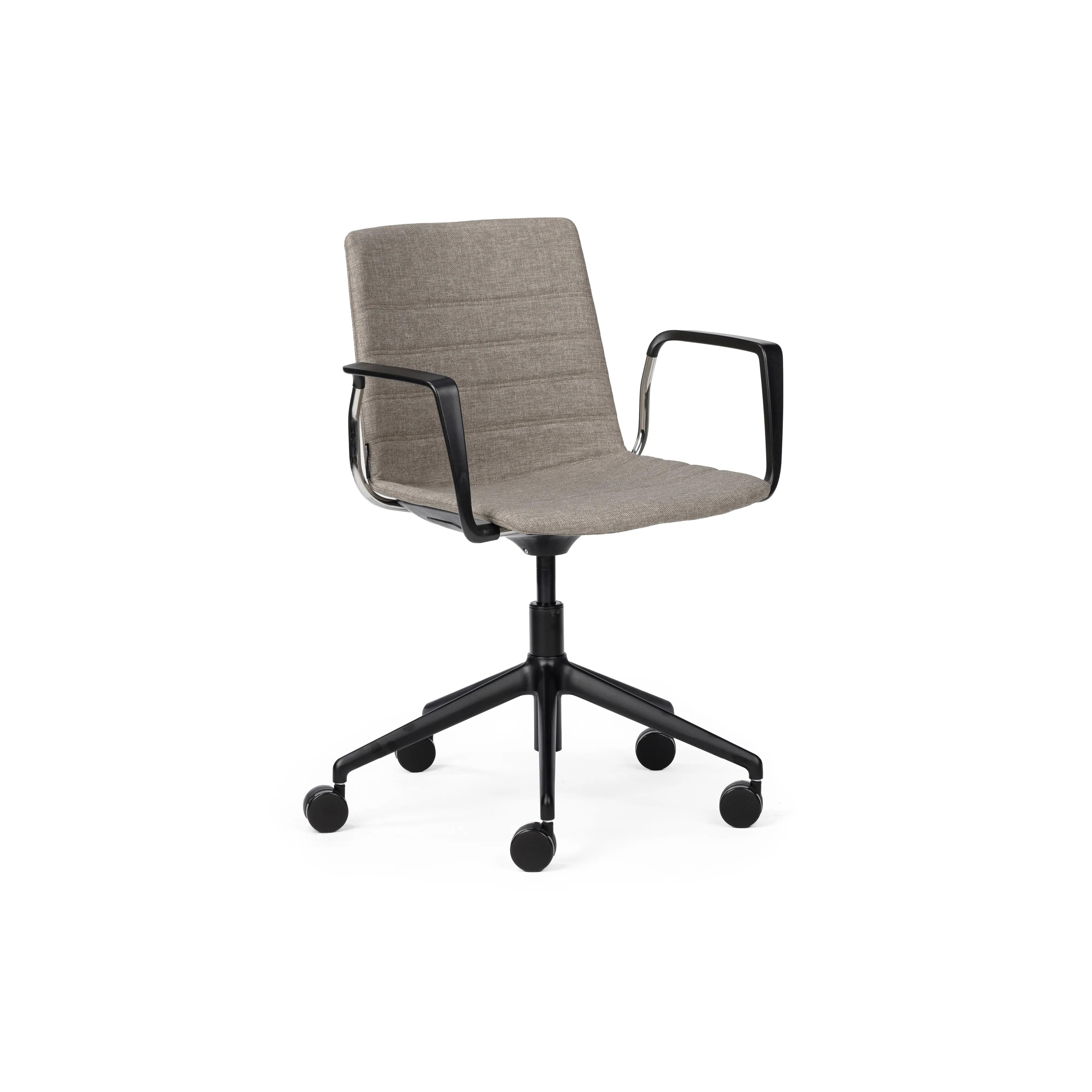 Jubel Castors Italian-5 Black Upholstered Feature Stitch Detail Arms