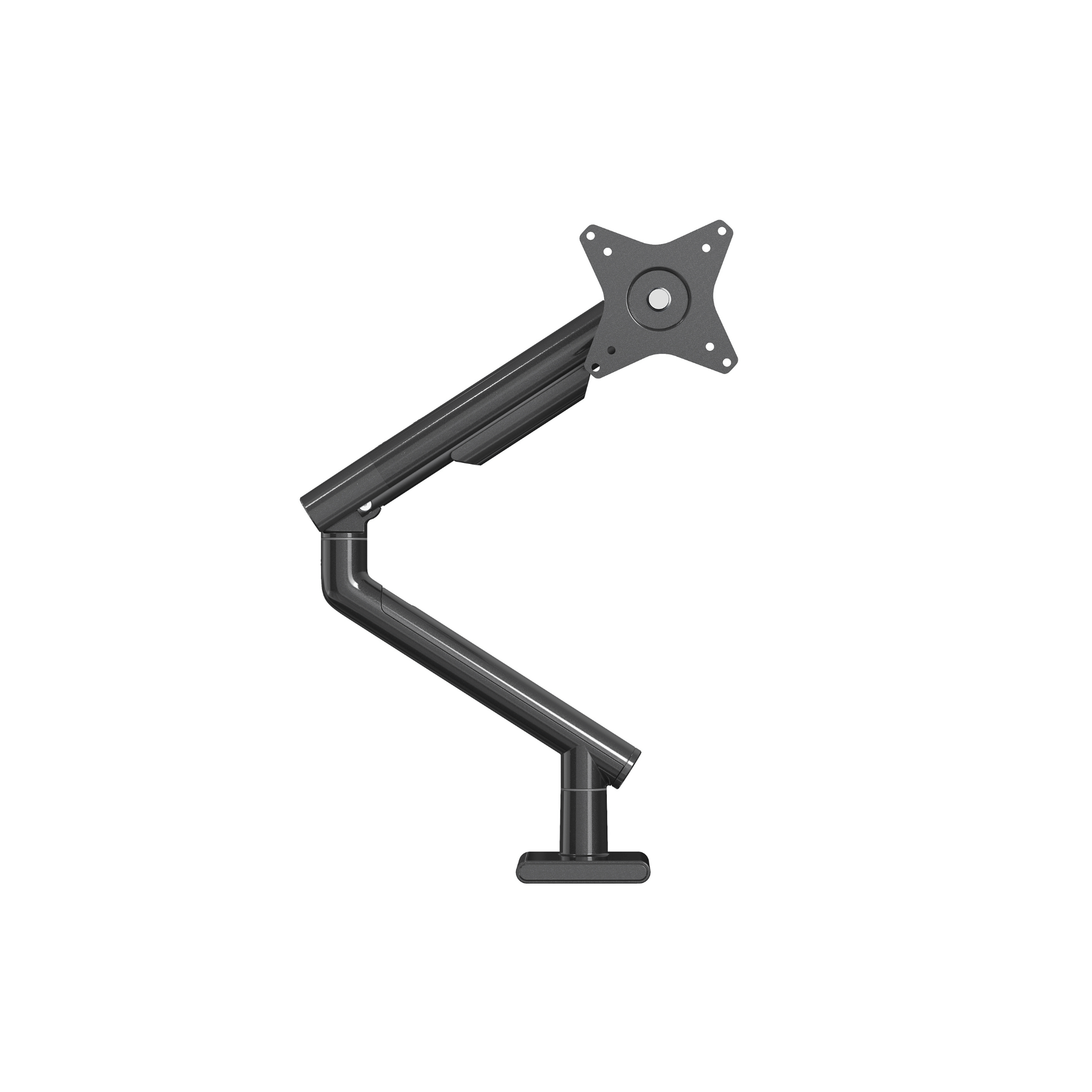 Black Valor monitor arm stand with arm on a white background